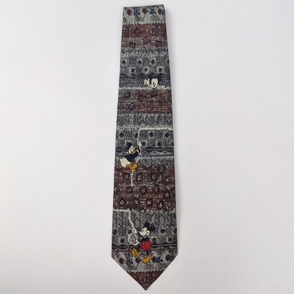 Vintage Neck Tie Disney Mickey Unlimited Donald Duck Mickey Grandpa Sweater 90s - Picture 3 of 7